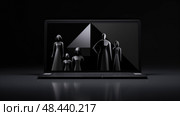 shape black family on laptop ai generated. Стоковое AI-изображение, AI-художник Vectorwin / Фотобанк Лори