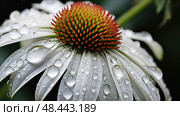 petals echinacea white ai generated. Стоковое AI-изображение, AI-художник Vectorwin / Фотобанк Лори