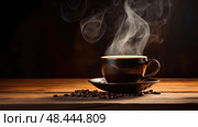 brew steaming coffee ai generated. Стоковое AI-изображение, AI-художник Vectorwin / Фотобанк Лори