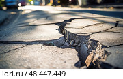 damage road crack ai generated. Стоковое AI-изображение, AI-художник Vectorwin / Фотобанк Лори