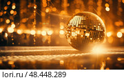 intricate gold discoball ai generated. Стоковое AI-изображение, AI-художник Vectorwin / Фотобанк Лори
