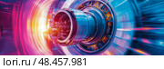 Futuristic Engine Core: Metallic heart of innovative technology concept, suitable for aerospace, energy, and industrial applications. Стоковое AI-изображение, AI-художник Данила Большаков / Фотобанк Лори