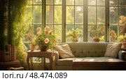 living blurred windows interior ai generated. Стоковое AI-изображение, AI-художник Vectorwin / Фотобанк Лори