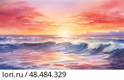 sunocean water color swash ai generated. Стоковое AI-изображение, AI-художник Vectorwin / Фотобанк Лори
