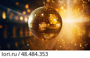 nightclub gold discoball ai generated. Стоковое AI-изображение, AI-художник Vectorwin / Фотобанк Лори