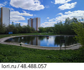 Пруд на улице Рокотова, Ясенево, г. Москва. Стоковое фото, фотограф Ирина Климкович / Фотобанк Лори