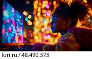Child's Nightly Digital World: Screen Time Glow for a Young Gamer. Стоковое AI-изображение, AI-художник Данила Большаков / Фотобанк Лори