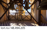MESSINA, ITALY - NOVEMBER 06, 2018 - Decorations and interior golden elements of the Bell Tower of the Cathedral of Messina, Sicily. Стоковое фото, фотограф Сергей Богомяко / Фотобанк Лори