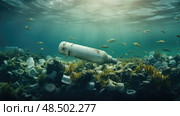 mare plastic bottles in ocean ai generated. Стоковое AI-изображение, AI-художник Vectorwin / Фотобанк Лори
