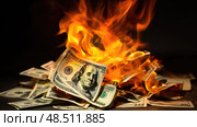 destructi money on fire ai generated. Стоковое AI-изображение, AI-художник Vectorwin / Фотобанк Лори