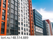 Modern apartment buildings on a sunny day. Facade of a modern apartment building. Стоковое фото, фотограф Евгений Харитонов / Фотобанк Лори