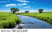 meadow water running ai generated. Стоковое AI-изображение, AI-художник Vectorwin / Фотобанк Лори