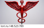 medical red caduceus ai generated. Стоковое AI-изображение, AI-художник Vectorwin / Фотобанк Лори