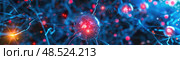 Detailed computer graphic of a human cell, showcasing the nucleus, cytoplasm, and organelles in intricate detail. Стоковое AI-изображение, AI-художник Данила Большаков / Фотобанк Лори