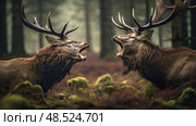 stag red deer ai generated. Стоковое AI-изображение, AI-художник Vectorwin / Фотобанк Лори