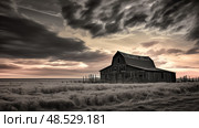 suncontrast black and white barn ai generated. Стоковое AI-изображение, AI-художник Vectorwin / Фотобанк Лори