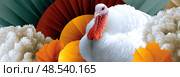 A white turkey is the main subject of this image. Стоковое AI-изображение, AI-художник Ярославский Максим / Фотобанк Лори