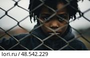 longing black children sad ai generated. Стоковое AI-изображение, AI-художник Vectorwin / Фотобанк Лори