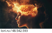 meditati brain on fire ai generated. Стоковое AI-изображение, AI-художник Vectorwin / Фотобанк Лори