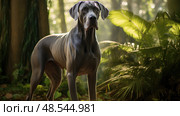 muscular gray great dane ai generated. Стоковое AI-изображение, AI-художник Vectorwin / Фотобанк Лори