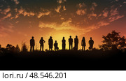 people black silhouette of group ai generated. Стоковое AI-изображение, AI-художник Vectorwin / Фотобанк Лори