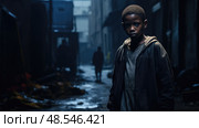 solitude black boy sad ai generated. Стоковое AI-изображение, AI-художник Vectorwin / Фотобанк Лори