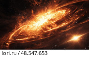 A black hole at the center of a star-filled space, emitting powerful gravitational forces. Стоковое AI-изображение, AI-художник Данила Большаков / Фотобанк Лори