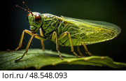 macro leaf hopper ai generated. Стоковое AI-изображение, AI-художник Vectorwin / Фотобанк Лори