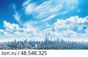 scrapers blue sky cloud ai generated. Стоковое AI-изображение, AI-художник Vectorwin / Фотобанк Лори