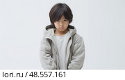emotion sad child white background ai generated. Стоковое AI-изображение, AI-художник Vectorwin / Фотобанк Лори