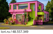 garish ugly house ai generated. Стоковое AI-изображение, AI-художник Vectorwin / Фотобанк Лори