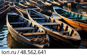 harbor wooden boats ai generated. Стоковое AI-изображение, AI-художник Vectorwin / Фотобанк Лори