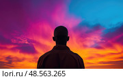 suncontrast black man hair silhouette ai generated. Стоковое AI-изображение, AI-художник Vectorwin / Фотобанк Лори