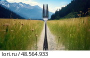 ctrast fork on the road ai generated. Стоковое AI-изображение, AI-художник Vectorwin / Фотобанк Лори