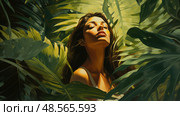 foliage woman leaf ai generated. Стоковое AI-изображение, AI-художник Vectorwin / Фотобанк Лори
