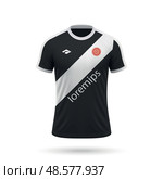 3d realistic soccer jersey in Vasco da Gama style, football club shirt template. Стоковая иллюстрация, иллюстратор Максим Гребешков / Фотобанк Лори
