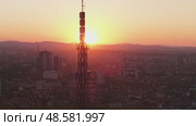 Sofia Bulgaria Cityscape with TV Tower at Golden Hour. Стоковое видео, видеограф Mihail Mihaylov / Фотобанк Лори