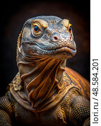 Close Up Portrait of a Lizard on Black Background. Generative AI. Стоковое AI-изображение, AI-художник Roman Zavorotny / Фотобанк Лори