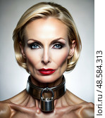Painting of a Woman With a Lock on Her Neck. Generative AI. Стоковое AI-изображение, AI-художник Roman Zavorotny / Фотобанк Лори