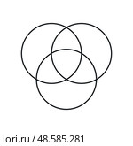 Intersection of three sets venn diagram. Стоковая иллюстрация, иллюстратор Максим Гребешков / Фотобанк Лори