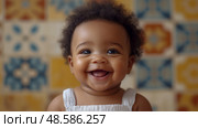 Portrait of a Happy Baby Girl with a Bright Smile, Filled with Joy and Innocence. Стоковое AI-изображение, AI-художник Данила Большаков / Фотобанк Лори
