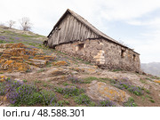 View of the village in Armenia in the spring. Tavush region. Стоковое фото, фотограф Evgenia Shevardina / Фотобанк Лори
