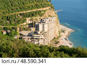 Petrovac, Montenegro, 10 May 2025, Construction site multi storey building. Редакционное фото, фотограф Spirit River / Фотобанк Лори