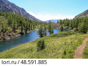 Одно из Куектанарских озер, Кош-Агачский район, Республика Алтай. Стоковое фото, фотограф Римма Тельнова / Фотобанк Лори