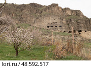 View of the mountains in Armenia at spring. Caves in Kotayk Region. Стоковое фото, фотограф Evgenia Shevardina / Фотобанк Лори