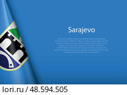 3d flag of Sarajevo, is a city of Bosnia. Стоковая иллюстрация, иллюстратор Максим Гребешков / Фотобанк Лори