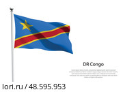 National flag DR Congo waving on white background. Стоковая иллюстрация, иллюстратор Максим Гребешков / Фотобанк Лори