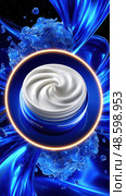 A close up of a white cream product with a swirl pattern. Стоковое AI-изображение, AI-художник Ярославский Максим / Фотобанк Лори