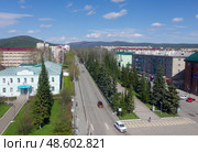 Вид на улицу Ленина в городе Белорецк с музейной водонапорной башни, Республика Башкортостан, Россия. Редакционное фото, фотограф Алексей Иванов / Фотобанк Лори