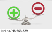 Scale with symbol plus and minus on white background. Isolated 3D illustration. Стоковая анимация, аниматор Ильин Сергей / Фотобанк Лори